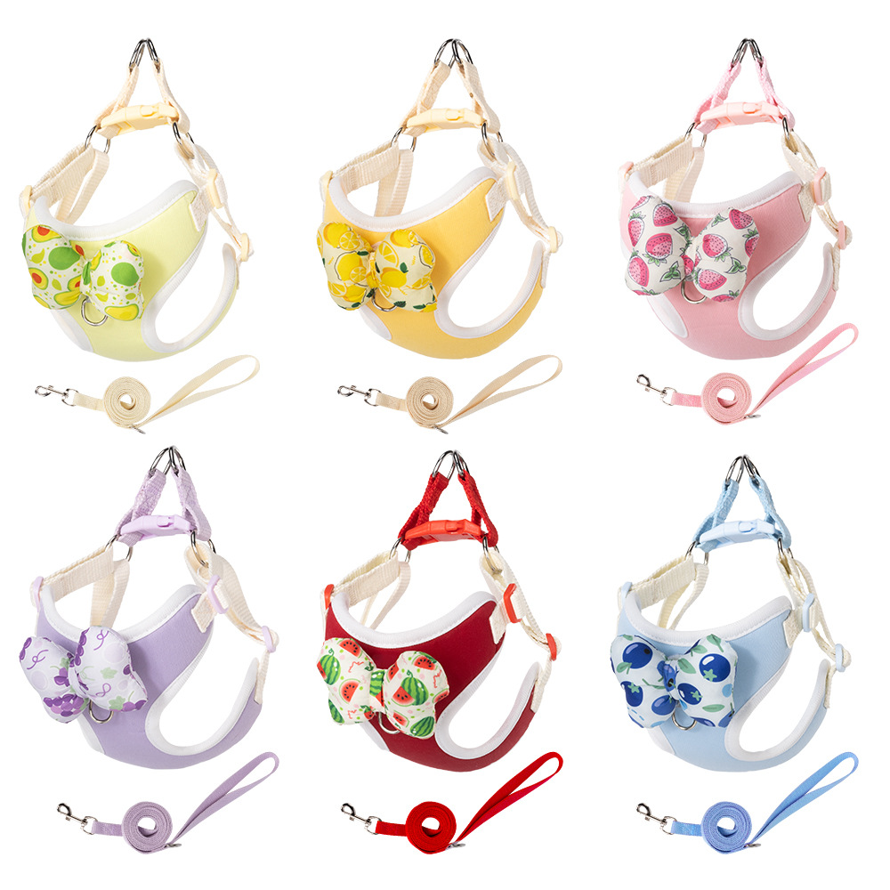 No Pull Dog Harness - 2026 Nieuwe Tuigje-riemset Fruitprint Anti-Trek Step-in