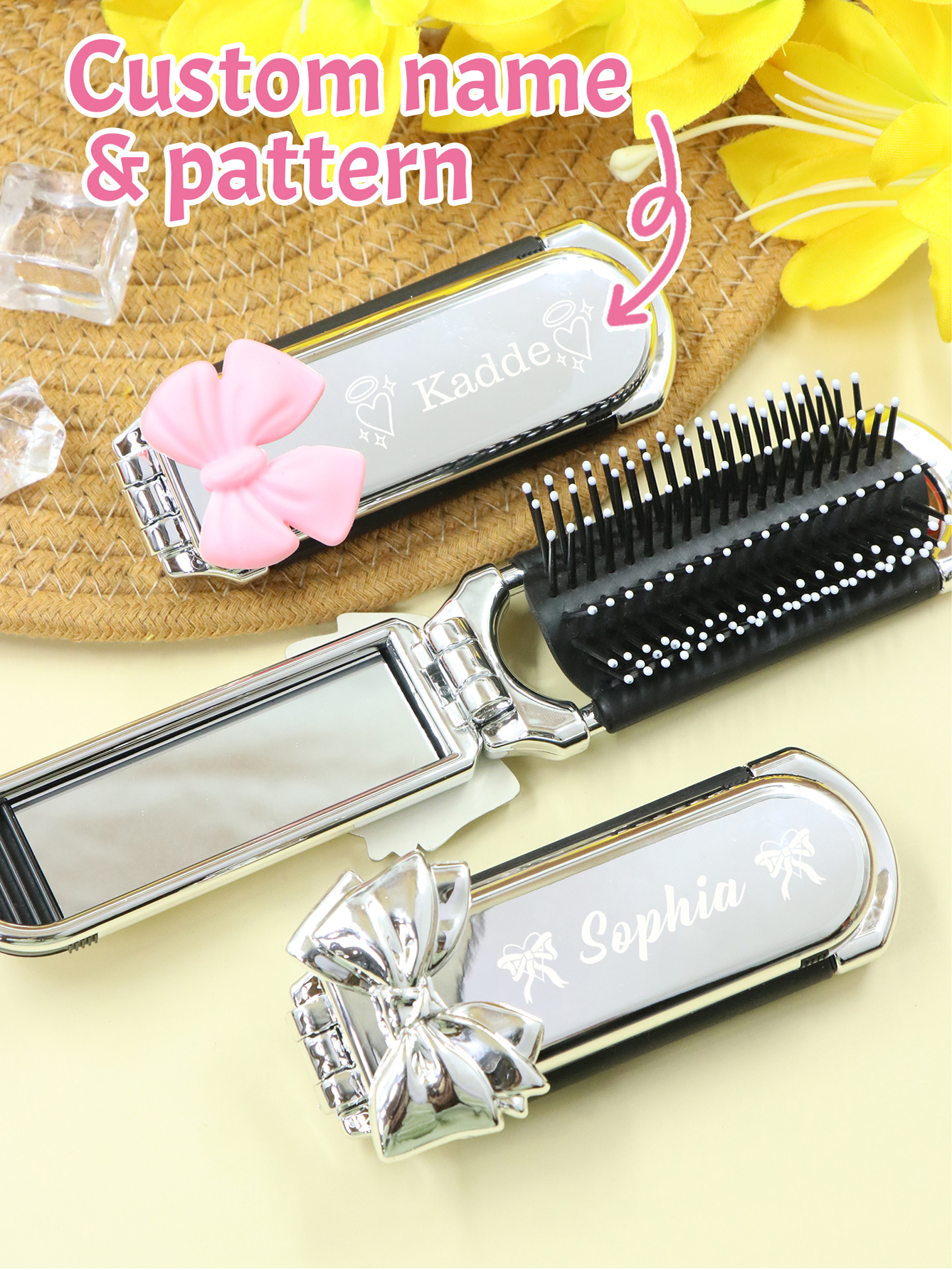 Pet Supplies Us - Gepersonaliseerde mini-haarborstel, aangepaste naam reishaarborstel ontklitter,