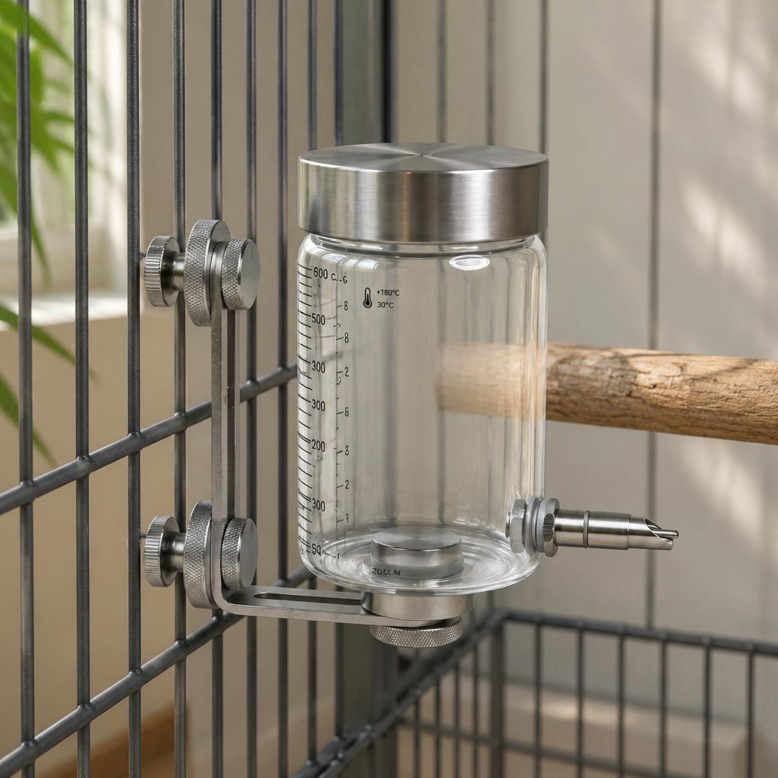 Pet Supplies Us - Vogelverblijf Waterbak Met zelfklevende bevestiging Vogelwaterfles